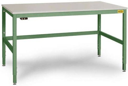 Manuflex CANTOLAB ESD-Arbeitstisch LC3903.6011 mit Kautschukplatte, Resedagrün, B/T/H: 120 cm x 80 cm x 75,2-95,2 cm - Bild 1