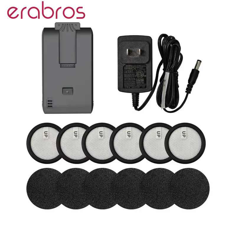 Erabros EV3 Staubsauger Ersatzteil-Set in Grau mit HEPA-Filtern, Akku und Adapter - Bild 2