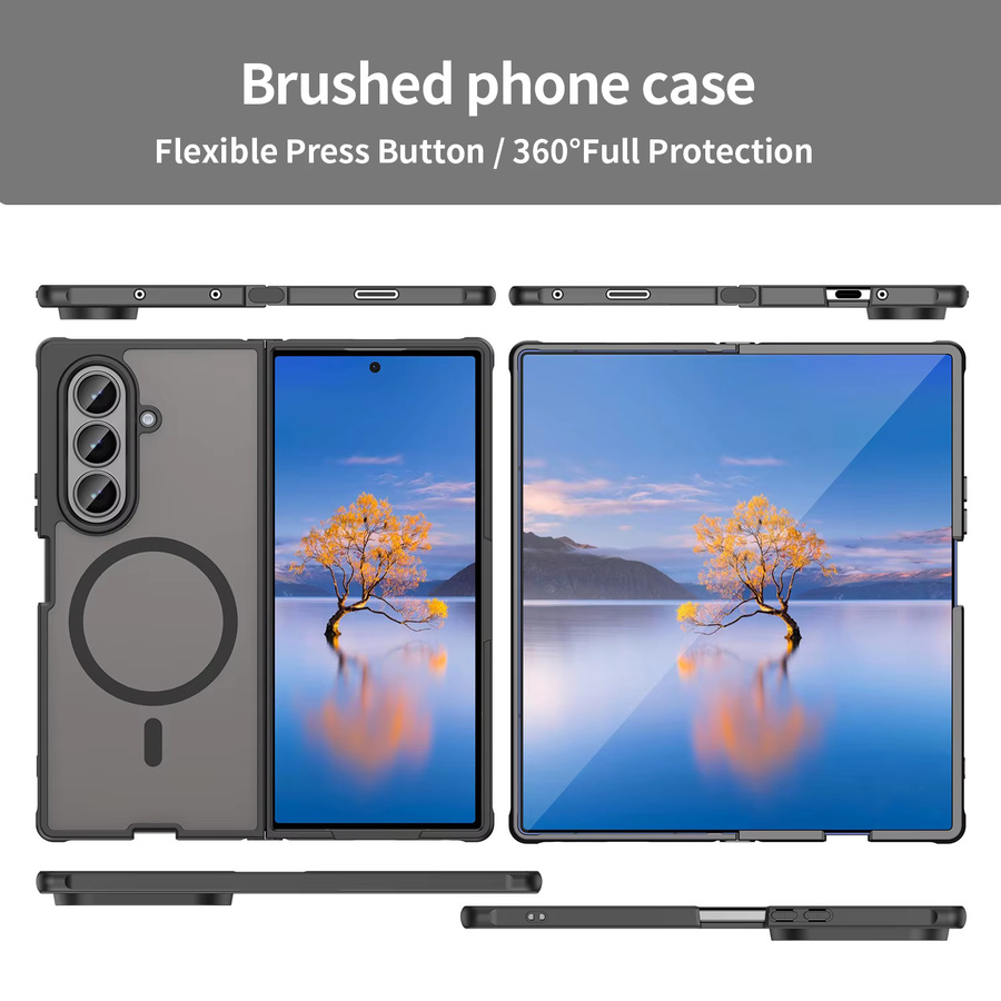 Samsung Galaxy Z Fold 7 Hülle Luxuriöse Schlanke Matte MagSafe Schutzhülle aus PC und TPU Hybrid Armor in Schwarz - Bild 2