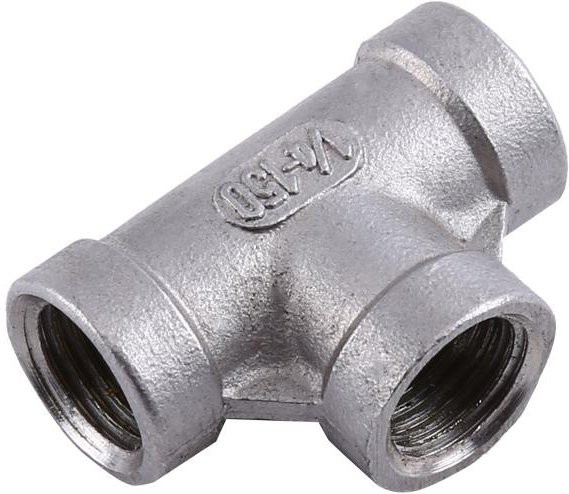 Meterk T-Stück 3-fach Rohrverschraubung mit Innengewinde aus Edelstahl SS 304, Silber - Bild 1