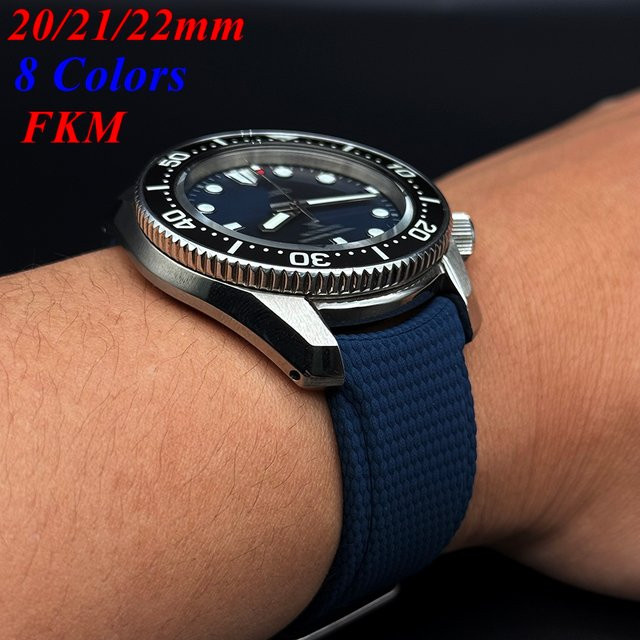 Uhrenarmband FKM Fluorkautschuk, Gebogenes Muster, 20/21/22mm, Unisex - Bild 1