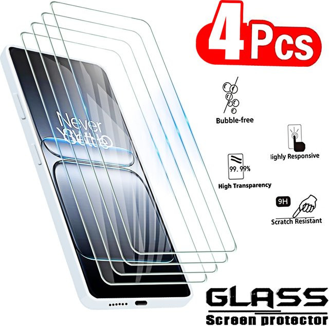 4er-Pack OnePlus Nord Displayschutzfolien aus gehärtetem Glas Full Cover Transparent für OnePlus Nord 5, 4, 3 und 2 Lite 5G - Bild 1