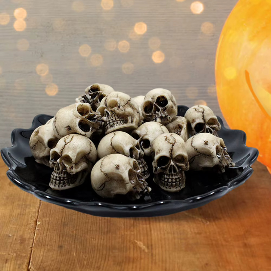 APWIKOGER Gothic Schädel Pilz Skulpturen in Weiß als Halloween Dekoration und Garten Ornament aus Kunststoff - Bild 3