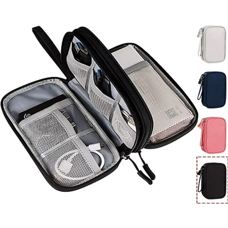 Wasserdichte Reisekabeltasche in Blau als tragbarer Organizer für Ladegeräte, Datenkabel und USB-Zubehör - Bild 6
