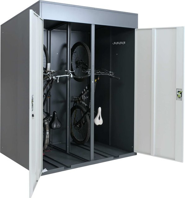 Abschließbare MCW 2er-Fahrradgarage H66b aus Metall in Anthrazit/Hellgrau, B/T/H: 213 x 158 x 125 cm - Bild 1