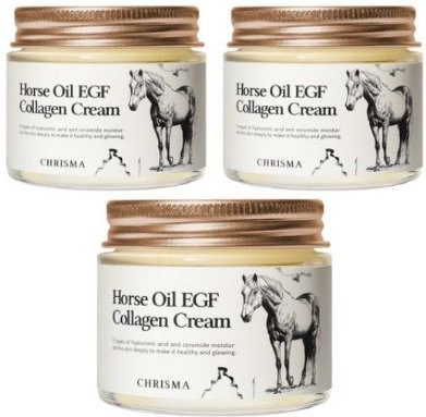 Chrisma Derma Lab Pferdefett EGF Kollagen Creme, 3 x 70g, Gesicht - Bild 1