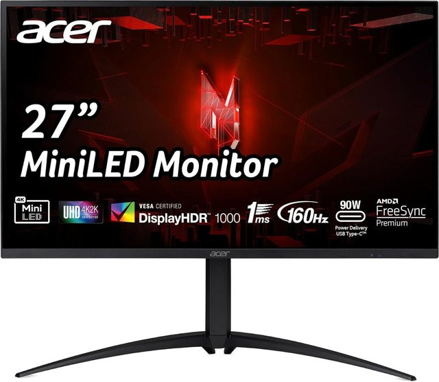 Acer Nitro XV275K P3 Gaming-Monitor, 27 Zoll, 4K UHD, IPS, 160 Hz, 1 ms, Schwarz - Bild 2