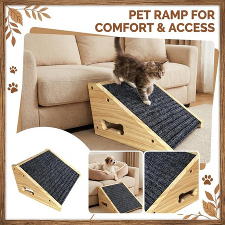 Amydeal Hundetreppe aus Holz und Stoff in Braun für Hunde und Katzen