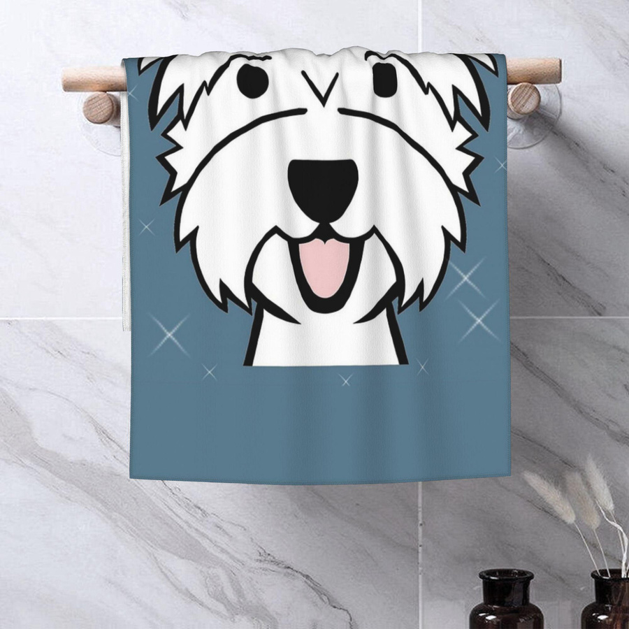 Schnelltrocknendes Baumwollhandtuch für West Highland Terrier in Blau, B: 30 cm, H: 60 cm - Bild 3