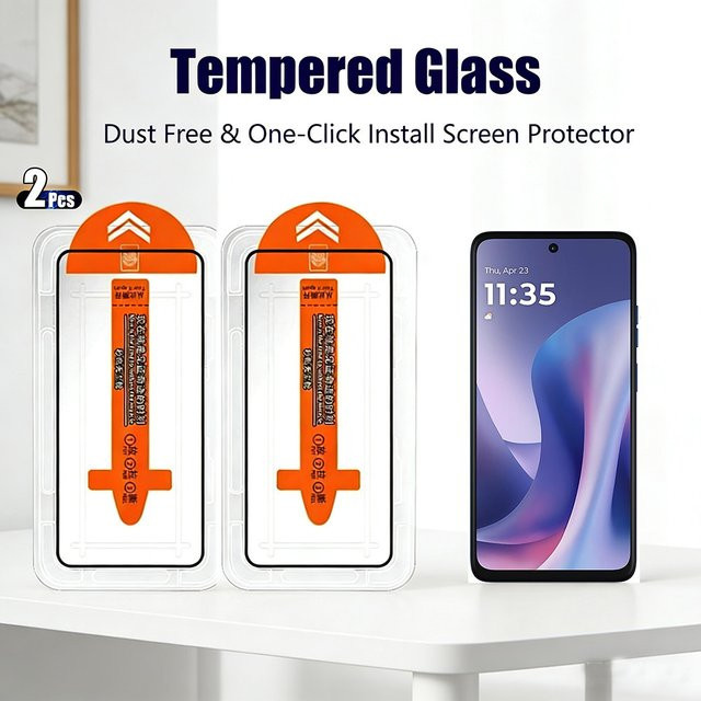 2 Stück HD Displayschutzfolie aus gehärtetem Glas für Motorola Moto G17 Power, G17, G56, G57 Power und G57, transparent und staubdicht - Bild 1