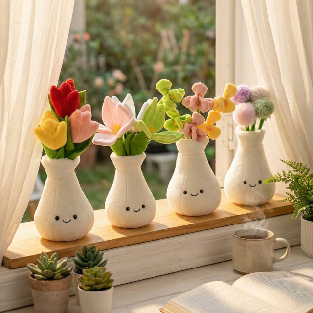 BOOKFONG Blumenvase aus Plüsch, Blumenstrauß, Bunt / Mehrfarbig - Bild 1