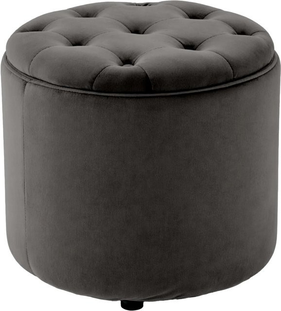 CLP Sitzhocker Pantin Chesterfield aus Samt in Grau, B/T/H: 44 x 42 x 42 cm - Bild 1