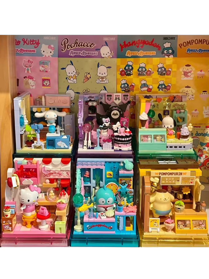 Area-X Sanrio Bausteine Mini-Shop Hello Kitty Kuromi Cinnamoroll, Modell Dekoration, Überraschungsspielzeug - Bild 4