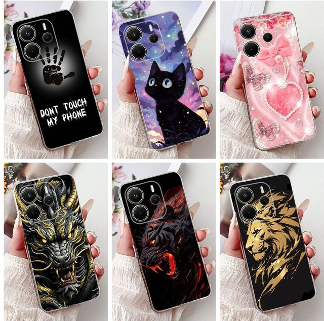 Silikon Schutzhülle für Xiaomi Redmi Note 14 4G EU mit Tierdesign Löwe Leopard Drache in Multicolor - Bild 1