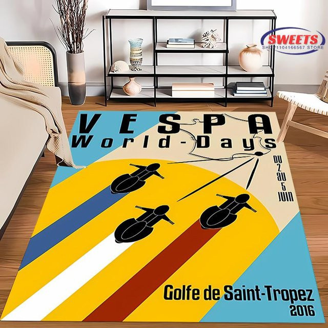 V-Vespa M0t0 3D-Druck Teppich mit Streifenmuster, rutschfest und weich, B/L: 100 x 150 cm - Bild 1