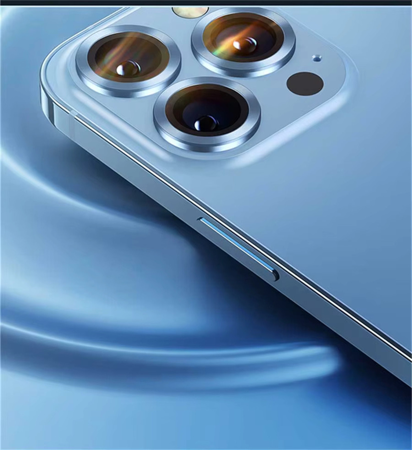 Metallring Kamera-Schutz mit gehärtetem Glas für iPhone 16 Pro Max 15 14 13 12 Pro Max Mini in Titan-Optik Farbe Purple - Bild 2