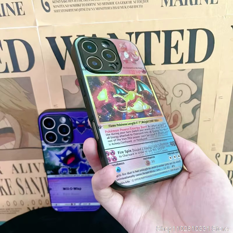 Potdemiel 3D-Gitter-Karten Handyhülle mit Glurak Design für iPhone 16 15 14 13 12 11 Pro Max Plus Mini in Multicolour - Bild 2