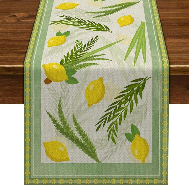 JMG Household Supplies Sukkah Leinen Tischläufer für Sukkot, Grün, Breite: 150 cm, Tiefe: 33 cm - Bild 1