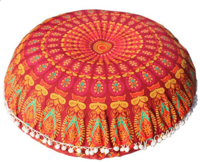 Runder Kissenbezug mit Mandala-Muster von Yiran Furniture in Multicolour, Durchmesser: 43 cm - Bild 1