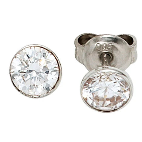 Colfem Ohrstecker 925 Silber, Zirkonia, rund, Unisex - Bild 1