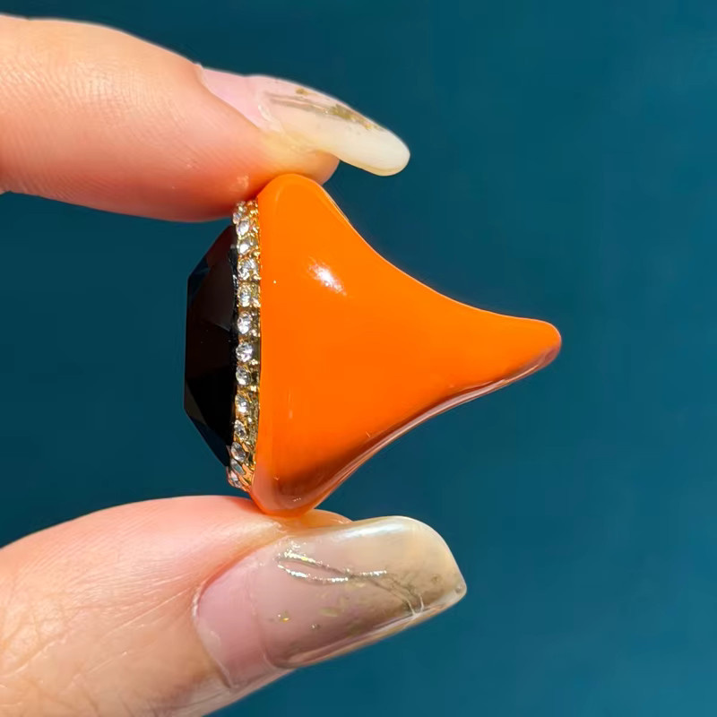 Icareu Ring, vergoldet, Emaille-Kristall-Einlage, Damen, Orange - Bild 5