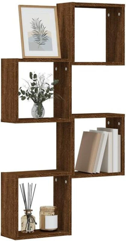 Vidaxl Wandregal Set aus Holzwerkstoff, 4 Stück Würfelregale, Braun, B/T/H: 30 x 15 x 30 cm - Bild 1