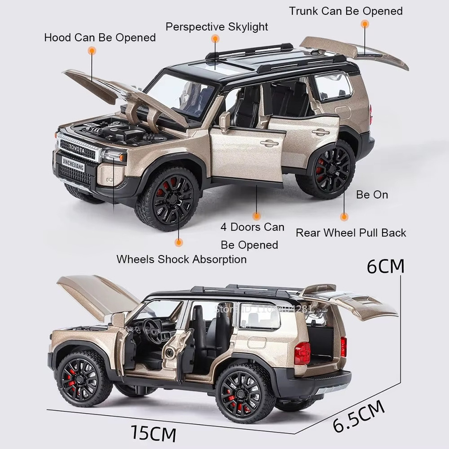 MAKEDA Land Cruiser Prado Crown, Miniaturmodell Spielzeugauto, 1:32, mit öffnenden Türen, Gummireifen, Rückziehfunktion - Bild 2