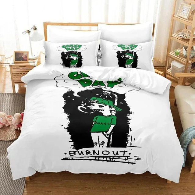 Green Day Welcome To Paradise Bettwäsche-Set aus Mikrofaser mit Bettbezug und Kissenbezug, Farbe: Weiß, B/H: 135 x 200 cm - Bild 1