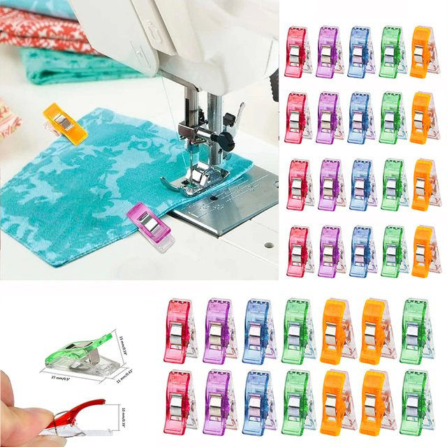 50 Stück Bunte Mehrzweck-Nähclips aus Kunststoff für Handarbeit, Häkeln und Stricken in Multicolor und Purple - Bild 1