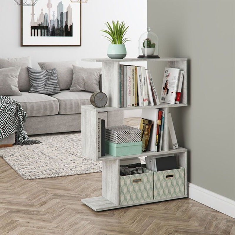 VICCO LEVIO Raumteiler und Bücherregal in Beton-Optik, grau, B/T/H: 70,0 x 41,9 x 3,0 cm - Bild 2
