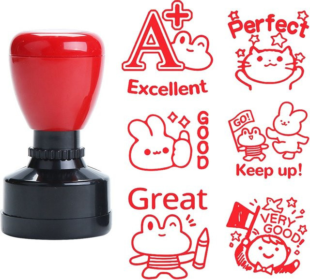 ZYF Emoticon-Belohnungsstempel mit verschiedenen niedlichen Mustern, selbststempelnd, ideal für Lehrer und als Motivationsstempel - Bild 1