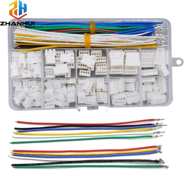 JST XH 2,54mm Steckverbinder-Set mit 22AWG vorgekrimpten Silikonkabeln in Multicolor, bestehend aus 2/3/4/5/6 Pin Steckern und Buchsen für deine Elektronik - Bild 1