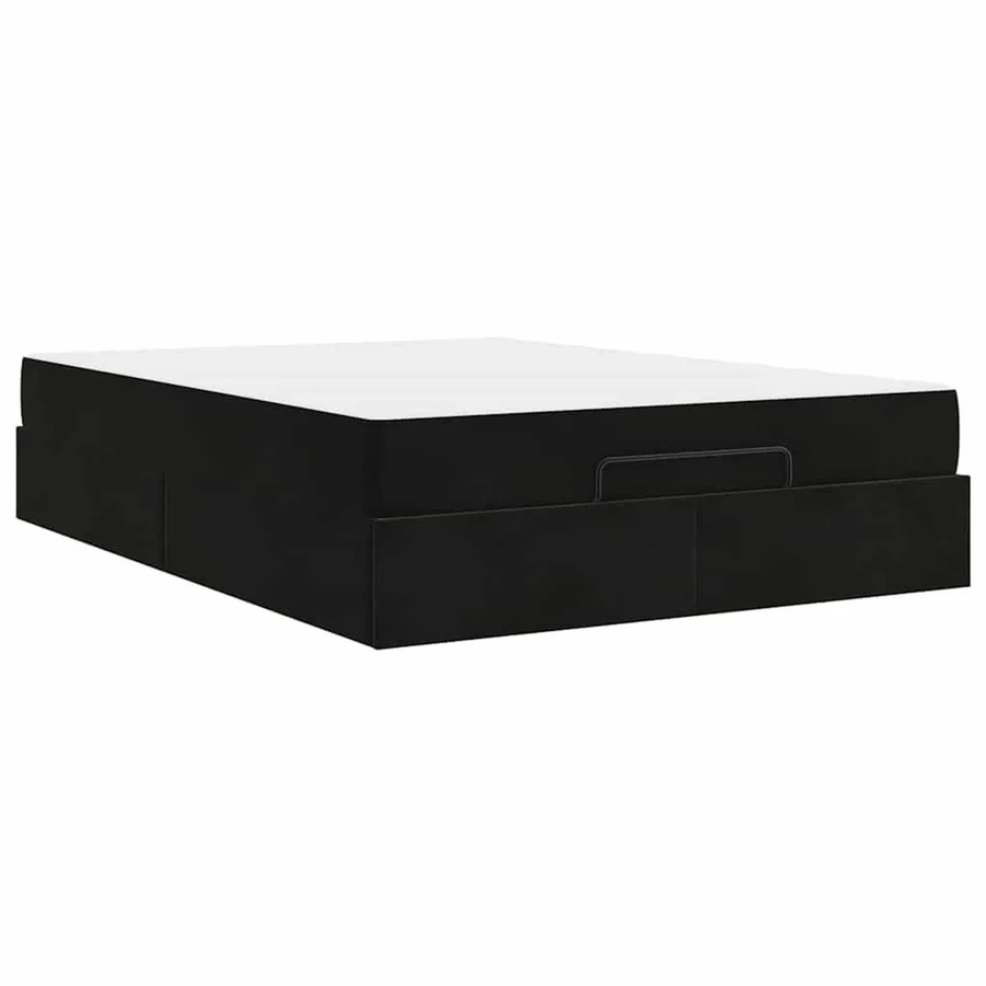 vidaXL Bettgestell mit Matratze und Stauraum aus Samt in Schwarz, B/T/H: 140 x 200 x 203 cm - Bild 2