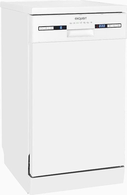Exquisit GSP59309-030E Geschirrspüler in Weiss, Freistehend mit Glas-Schutzprogramm und Zeitvorwahl, B/T/H: 60,0 x 49,0 x 84,5 cm - Bild 1