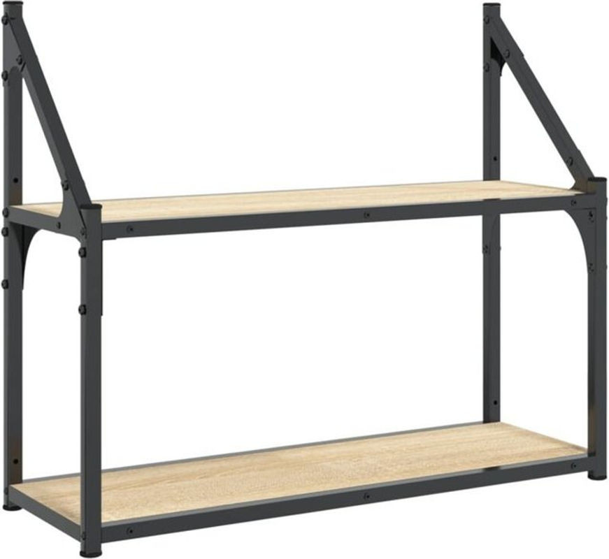 Vidaxl Wandregal mit 2 Fächern in Braun im Industrial Design aus Holzwerkstoff und Stahl, B/T/H: 60 x 21 x 51 cm - Bild 1