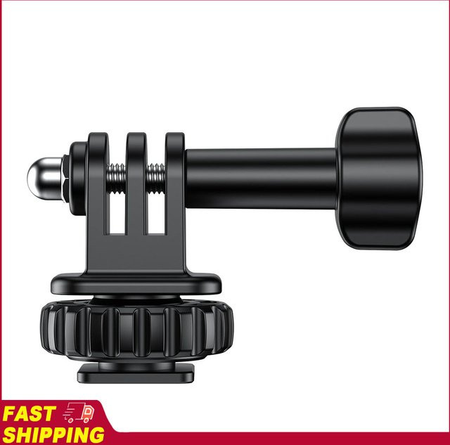 VRIG AC24 Stativhalterung mit 180 Grad Verstellbarkeit und Cold Shoe Mount Adapter für GoPro Hero 12, 11, 10 und 9, Schwarz - Bild 1