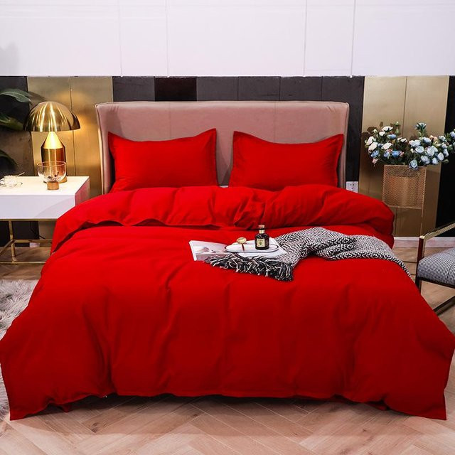 Cozy Up Home Bettwäsche-Set Queen Size in Rot, bestehend aus Bettbezug mit Reißverschluss, Bettlaken und Kissenbezügen, B/H: 200 x 230 cm - Bild 1