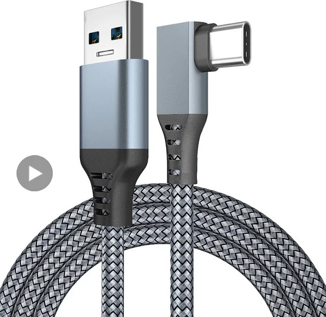 Meta Oculus Quest 2 Verbindungskabel USB-A auf USB-C für VR Headset in Schwarz und Grau, Länge: 3,5 m - Bild 1