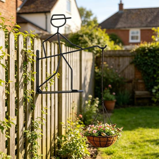 Nuanced Metall-Pflanzenhänger aus Eisen in Schwarz für Garten und Außenbereich - Bild 3