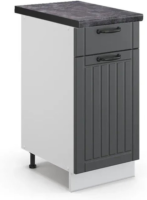 Vicco Küchenunterschrank Fame-Line Landhausstil in Anthrazit und Weiß, B: 40 cm, T: 60 cm, H: 82 cm - Bild 1