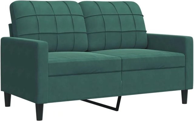 vidaXL 2-Sitzer-Sofa Dunkelgrün aus Samt mit Metallrahmen und Armlehnen - Bild 1