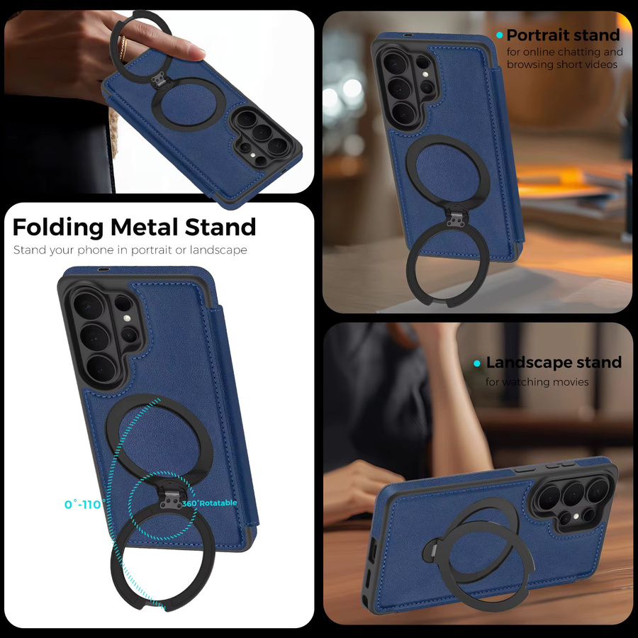 Magnetisches Flip Case für Samsung Galaxy S26 S25 Ultra S24 Plus S23 FE S22 in Braun mit Kartensteckplätzen und Kickstand für kabelloses Laden - Bild 5