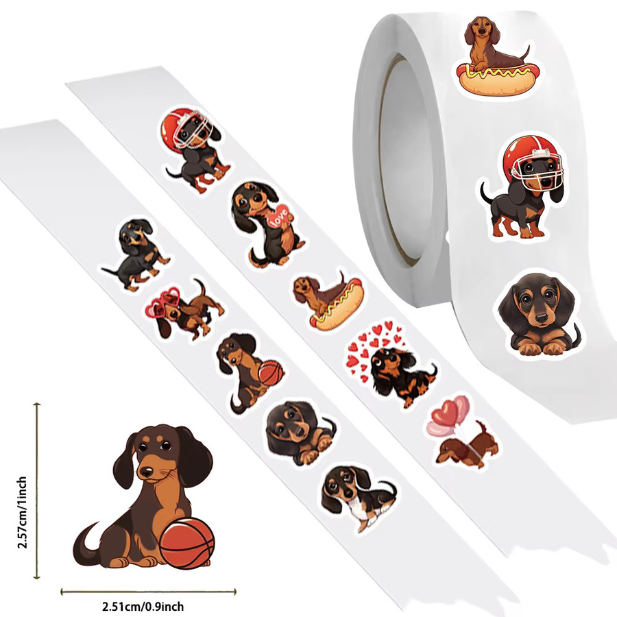 500 Stück Dekorative Wurst-Hund Cartoon Aufkleber aus wasserfestem PVC in Mehrfarbig für Umschläge und Handkonten - Bild 2