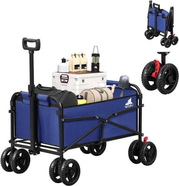 WOLTU Bollerwagen mit Bremsen, faltbarer Trolley, belastbar bis 80 kg, Blau - Bild 1