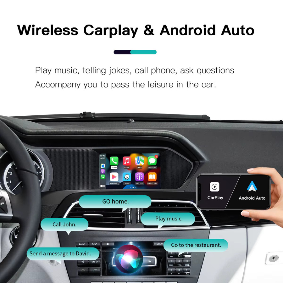 AUTOABC Drahtlose CarPlay und Android Auto Adapter für Mercedes Benz C117 W176 W204 W205 CLS GLK Klasse NTG 4.5 4.7 mit Mirror Link und Bluetooth - Bild 2