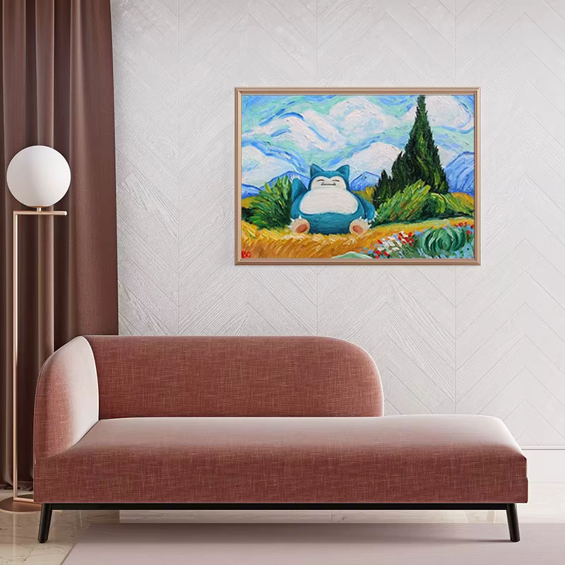 Keeppley Pokemon Snorlax Van Gogh Wandkunst Leinwand im Querformat, mehrfarbiges Poster für Kinderzimmer und Wohnzimmer - Bild 3