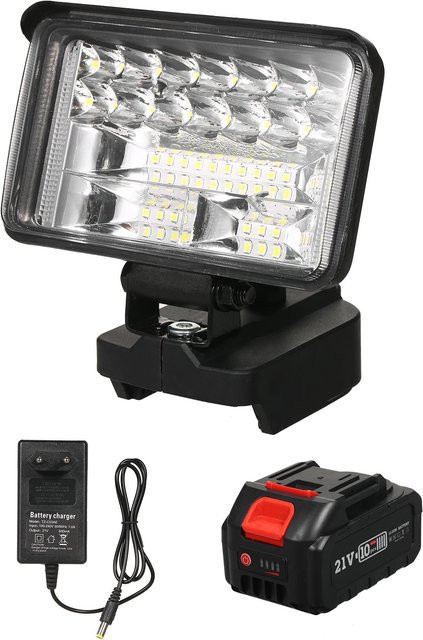 TOMTOP JMS 4-Zoll LED-Arbeitsleuchte für 21V Lithiumbatterien, superhelle Außenbeleuchtung mit 180-Grad-Drehung, Schwarz - Bild 1