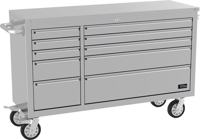 Güde Werkbank GW 10 INOX in Silber mit Edelstahlplatte und Rollbarkeit, B/T/H: 143,5 x 90,5 x 300 cm - Bild 1