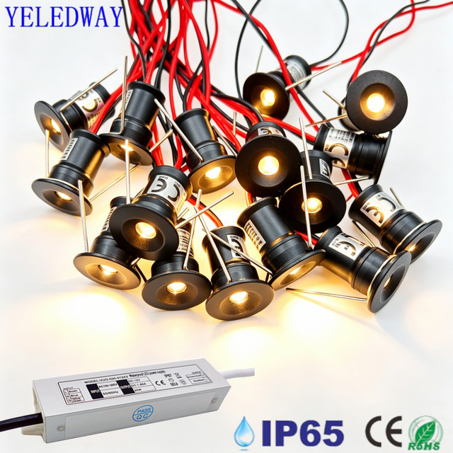 YELEDWAY Mini LED-Einbauleuchte IP65 Wasserdicht 12V Warmweiß für Terrassen, Stufen und Möbelbeleuchtung - Bild 1