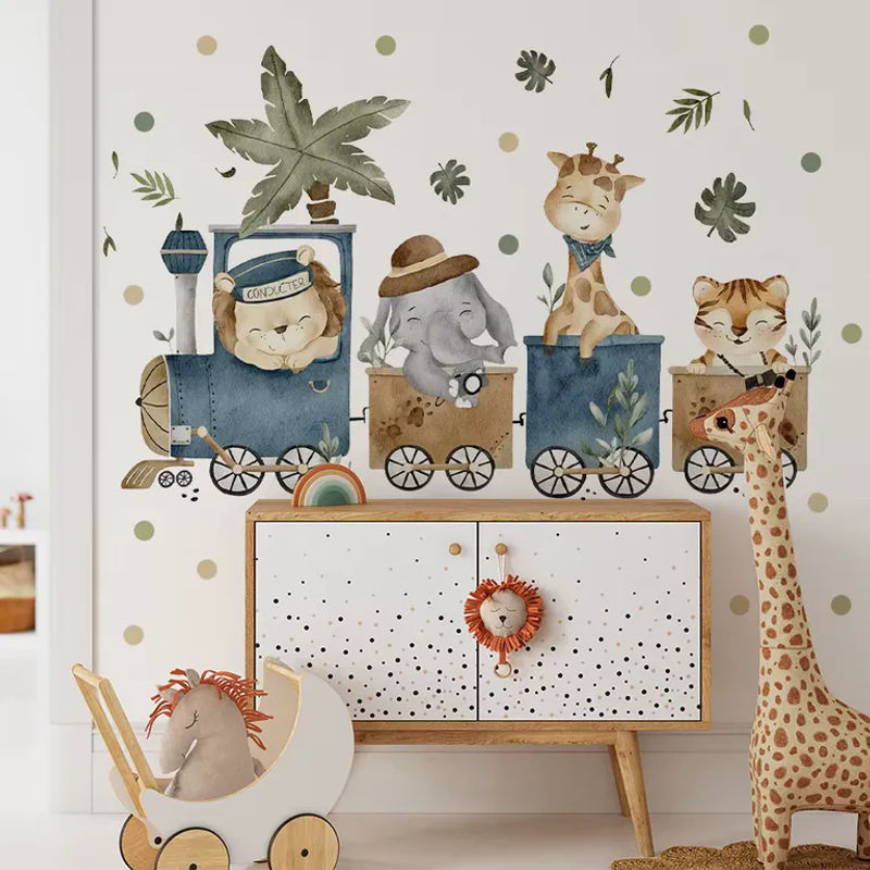 BRUP Cartoon Wandaufkleber mit Dschungeltieren für Kinderzimmer, mehrfarbig, abnehmbare DIY-Tierdeko - Bild 2